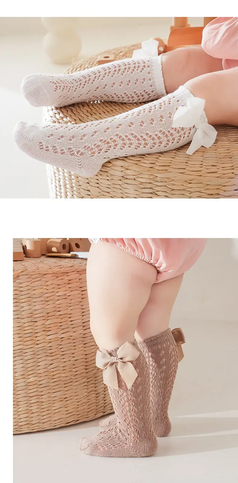 Pink Bow Knitted Summer Socks for Girls — feature 12