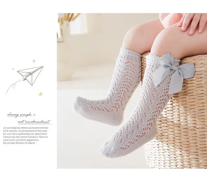 Pink Bow Knitted Summer Socks for Girls — feature 14
