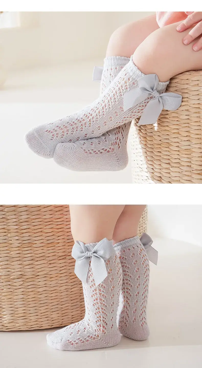 Pink Bow Knitted Summer Socks for Girls — feature 15