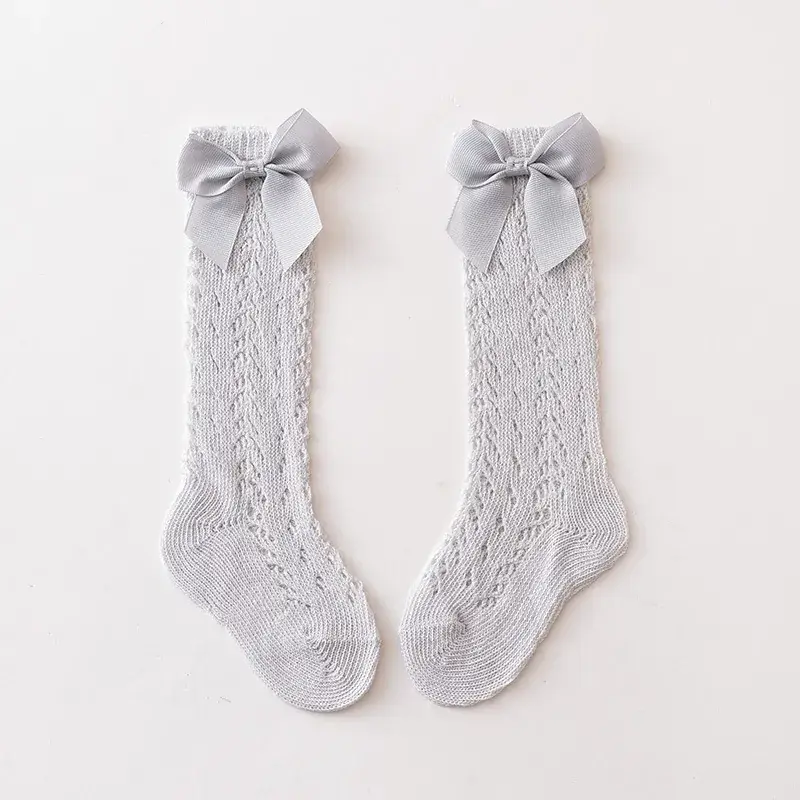 Pink Bow Knitted Summer Socks for Girls - Image 2
