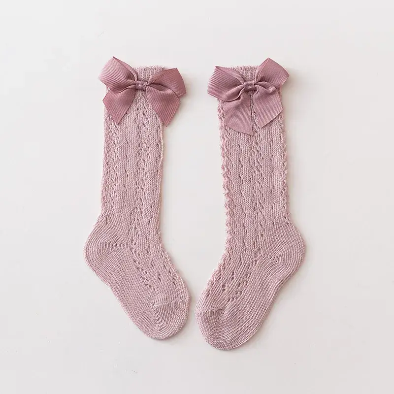 Pink Bow Knitted Summer Socks for Girls - Image 3