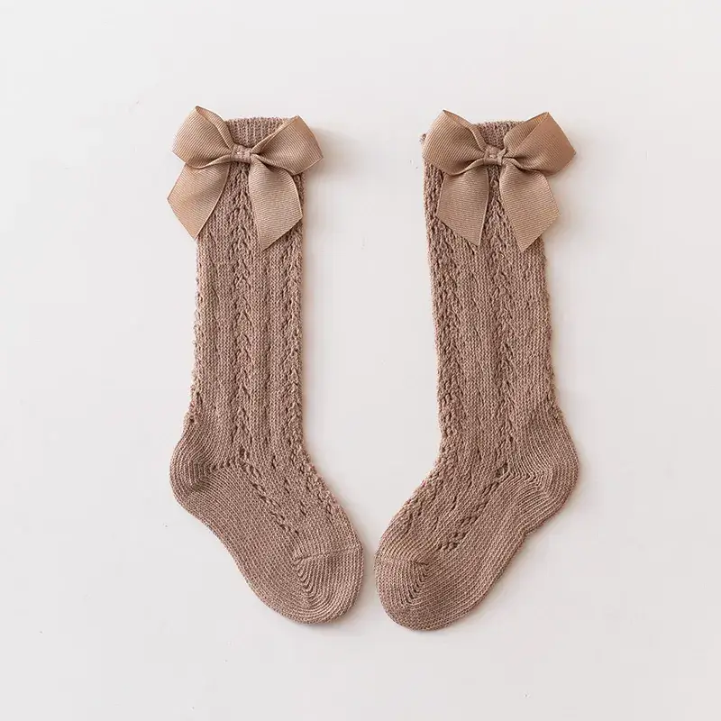 Pink Bow Knitted Summer Socks for Girls - Image 4