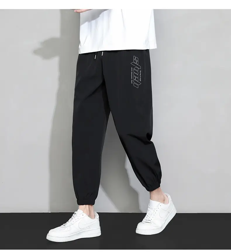 Men Grey Ice Silk Loose Leg Sports Pants XL — feature 12