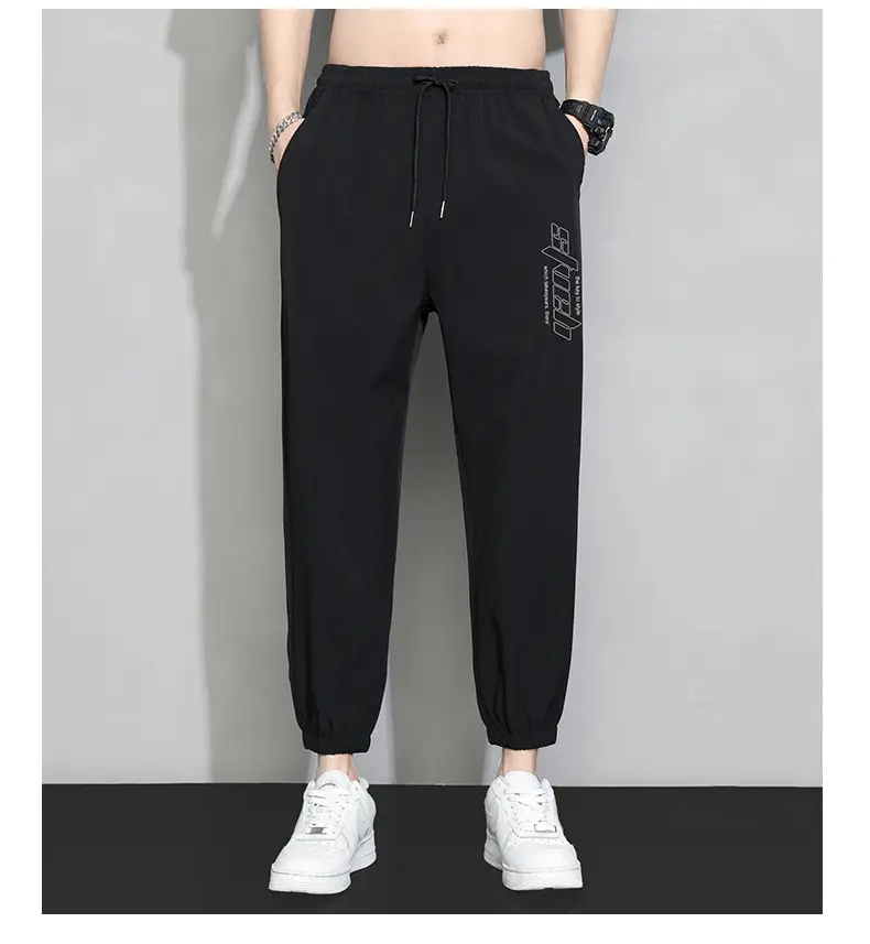 Men Grey Ice Silk Loose Leg Sports Pants XL — feature 15
