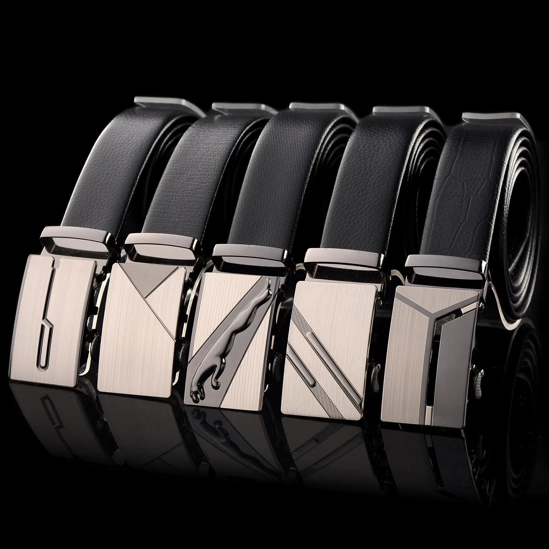 Men's Stainless Steel Belt with Black Leather Strap - Image 13