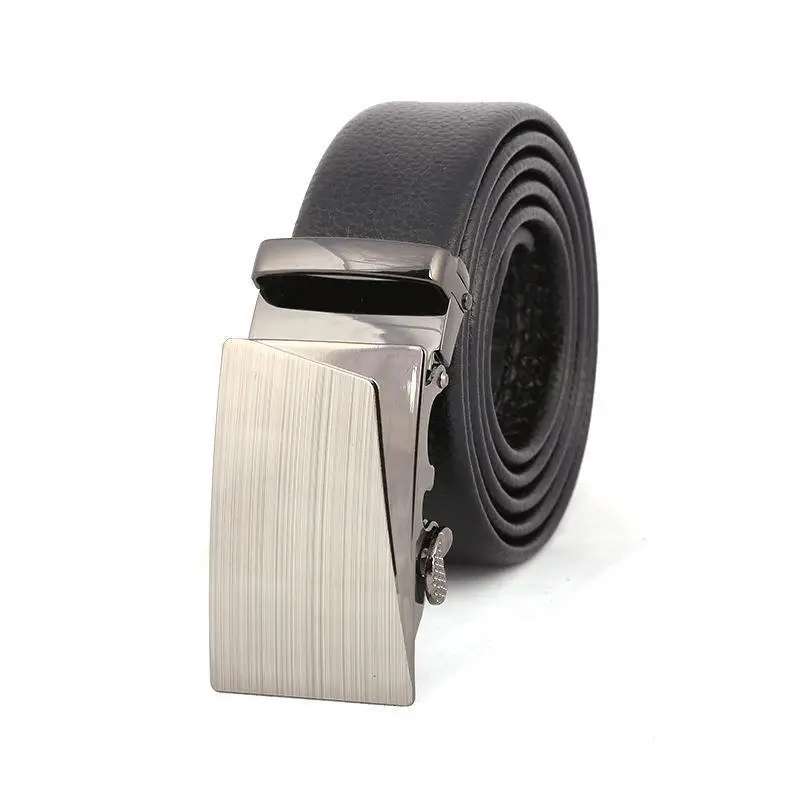 Men's Stainless Steel Belt with Black Leather Strap - Image 9