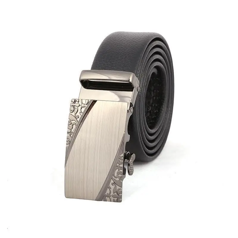 Men's Stainless Steel Belt with Black Leather Strap - Image 10