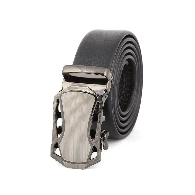 Men's Stainless Steel Belt with Black Leather Strap - Image 12