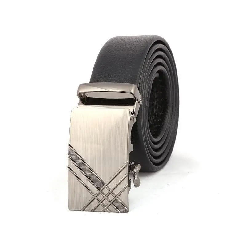 Men's Stainless Steel Belt with Black Leather Strap - Image 6