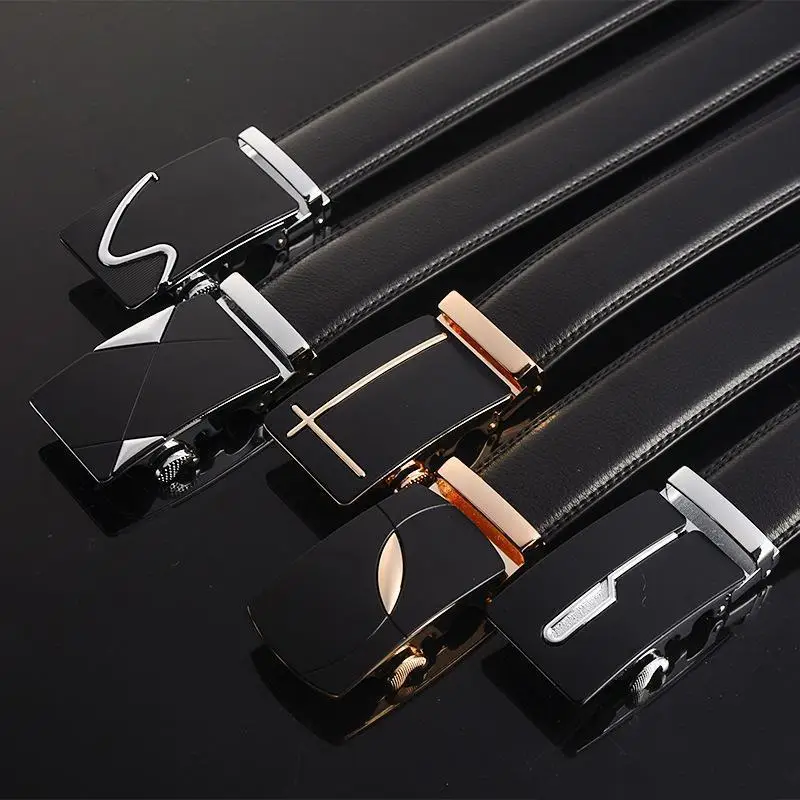 Men's Black Leather Belt with Gold Buckle - Image 7