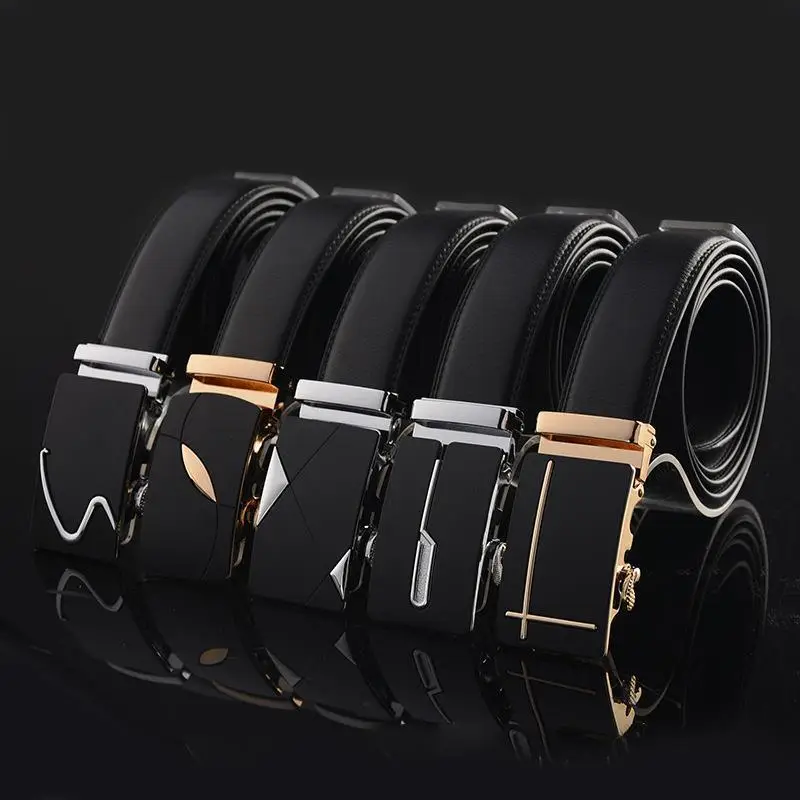 Men's Black Leather Belt with Gold Buckle - Image 8