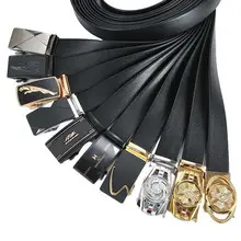 Men's Black Leather Belt with Gold Buckle — feature 7