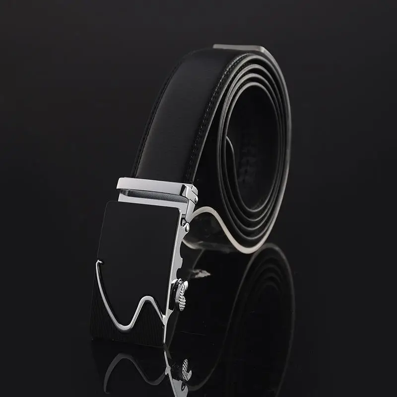 Men's Black Leather Belt with Gold Buckle - Image 4