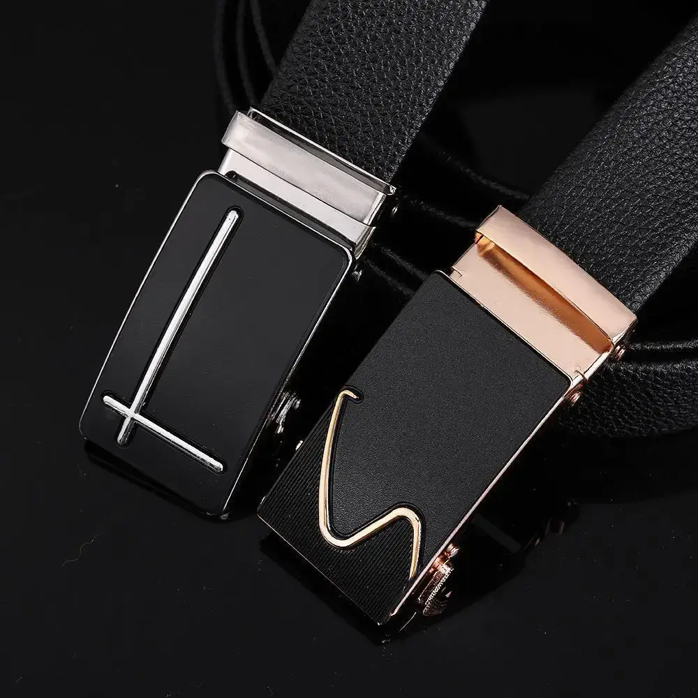 Men's Black Embroidered Belt with Rose Gold Buckle - Image 26