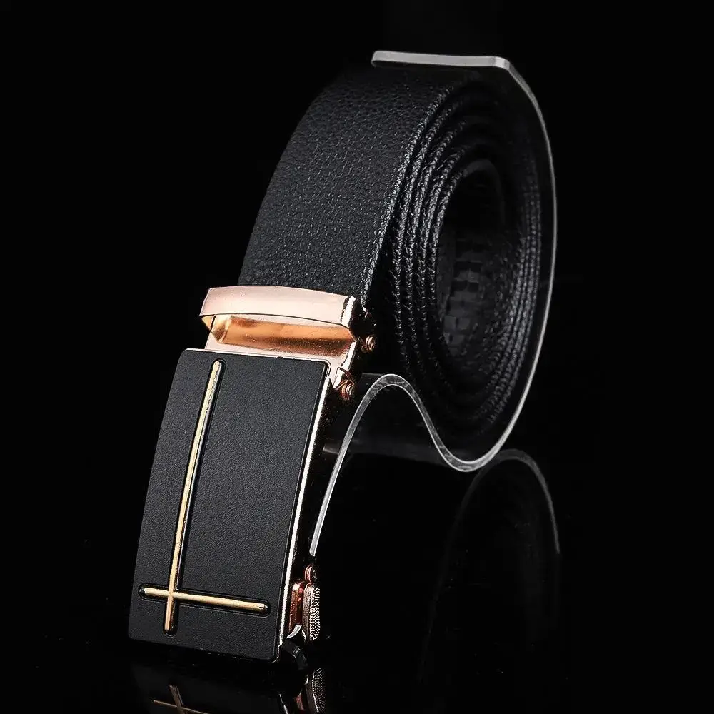 Men's Black Embroidered Belt with Rose Gold Buckle - Image 10