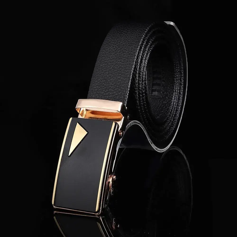 Men's Black Embroidered Belt with Rose Gold Buckle - Image 12