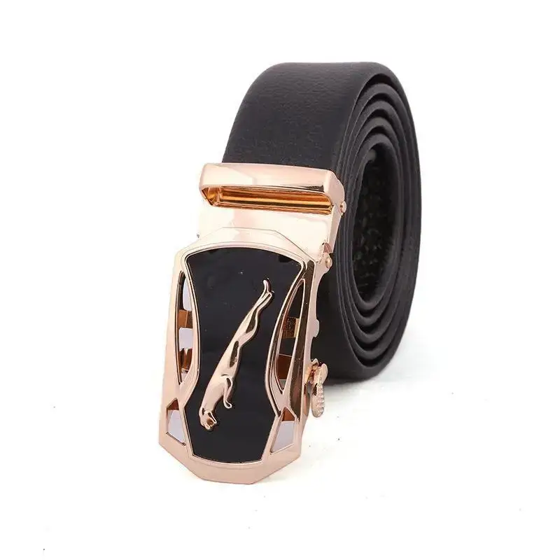Men's Black Embroidered Belt with Rose Gold Buckle - Image 13