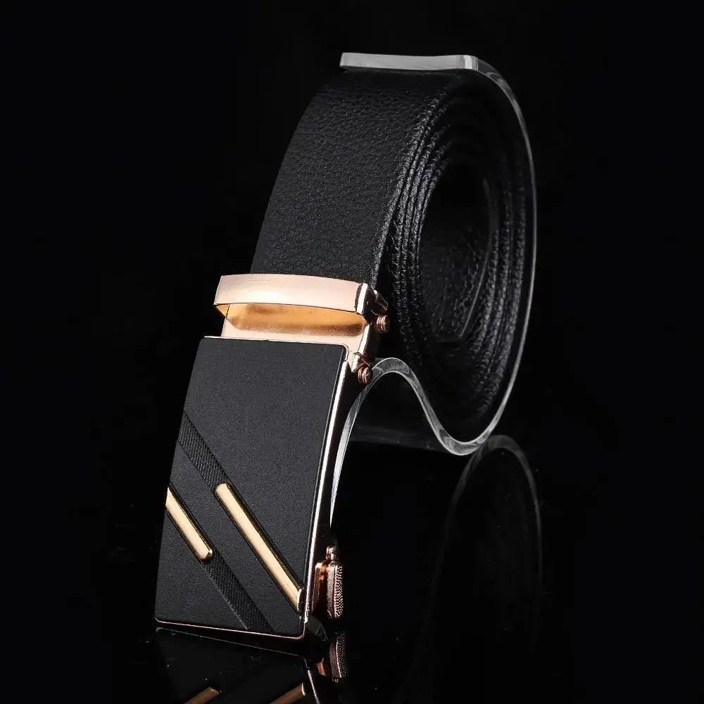 Men's Black Embroidered Belt with Rose Gold Buckle - Image 4