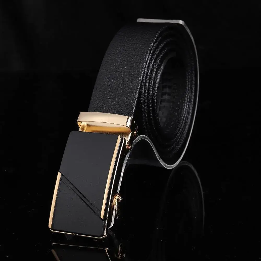 Men's Black Embroidered Belt with Rose Gold Buckle - Image 6
