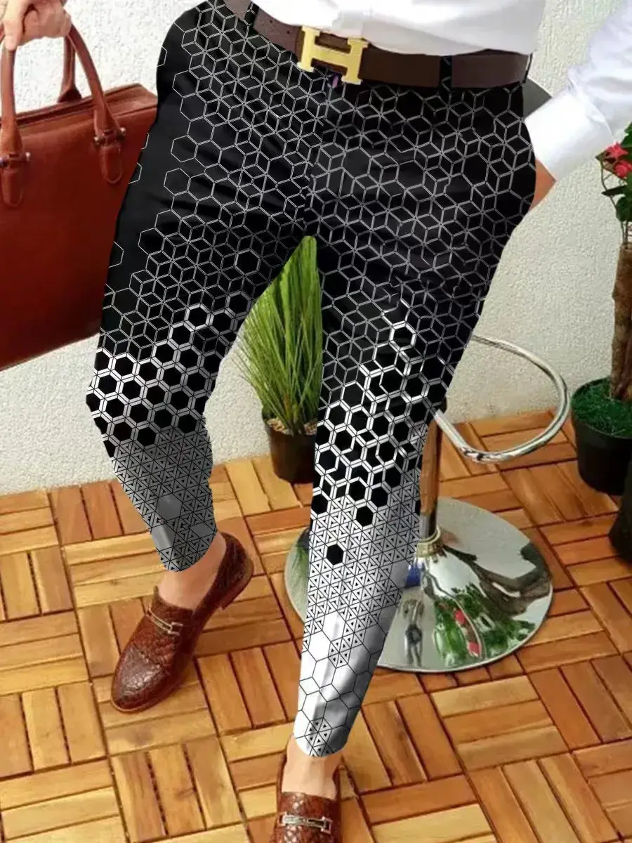 2023 Men Printed Micro-elastic Leggings Mid Waist Casual - Image 3