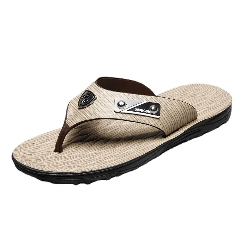 Men Summer Open Toe Sandals Beige Brown