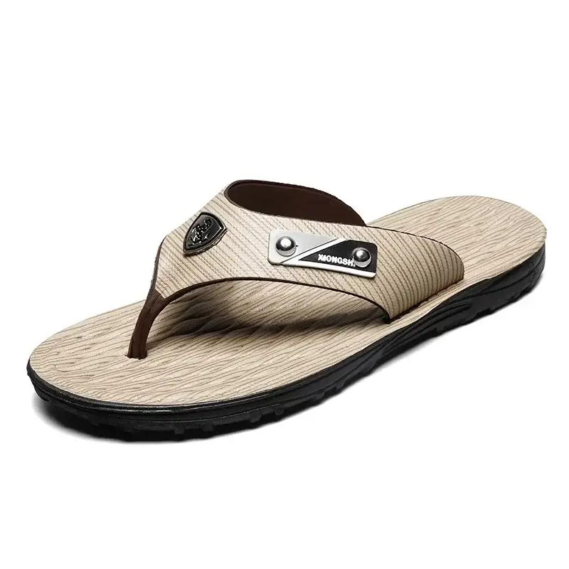 Men Summer Open Toe Sandals Beige Brown