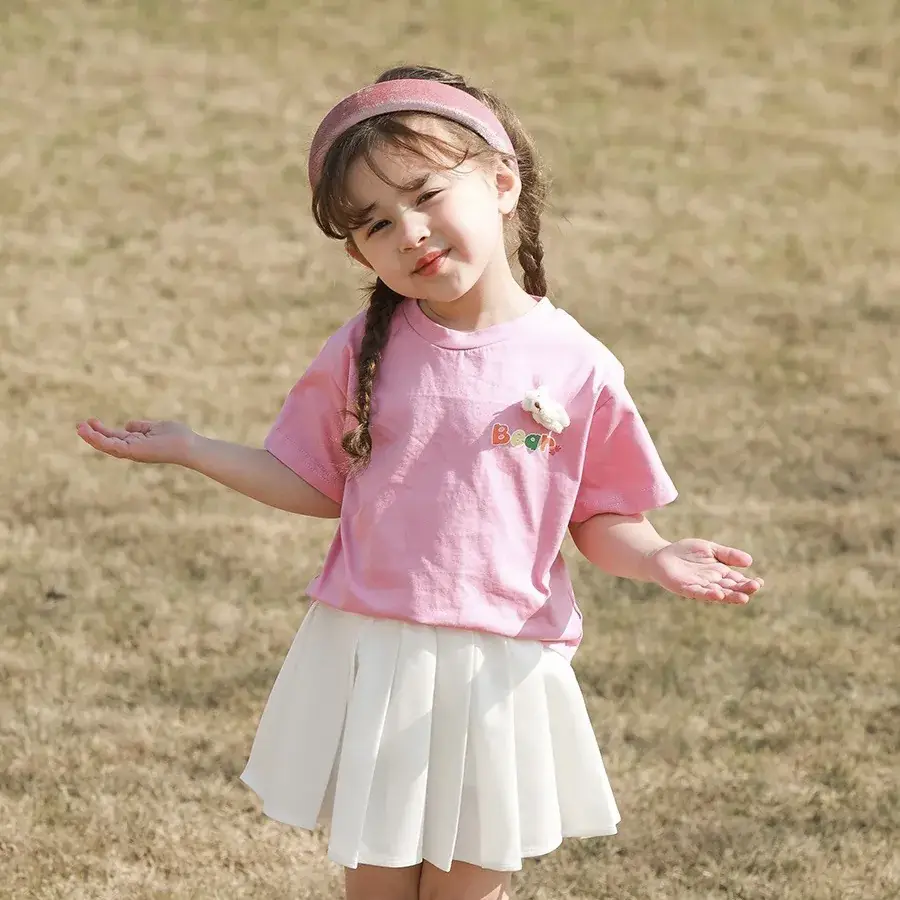 Girls Pink Wings Short Sleeve T-Shirt - Image 2