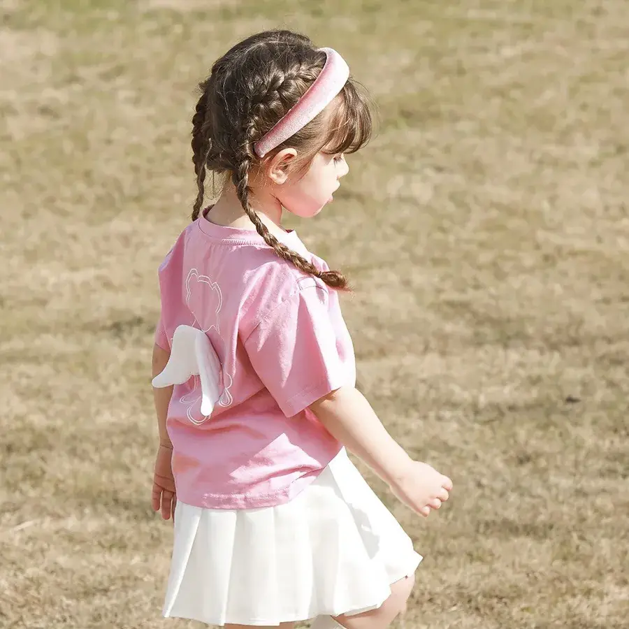 Girls Pink Wings Short Sleeve T-Shirt - Image 3