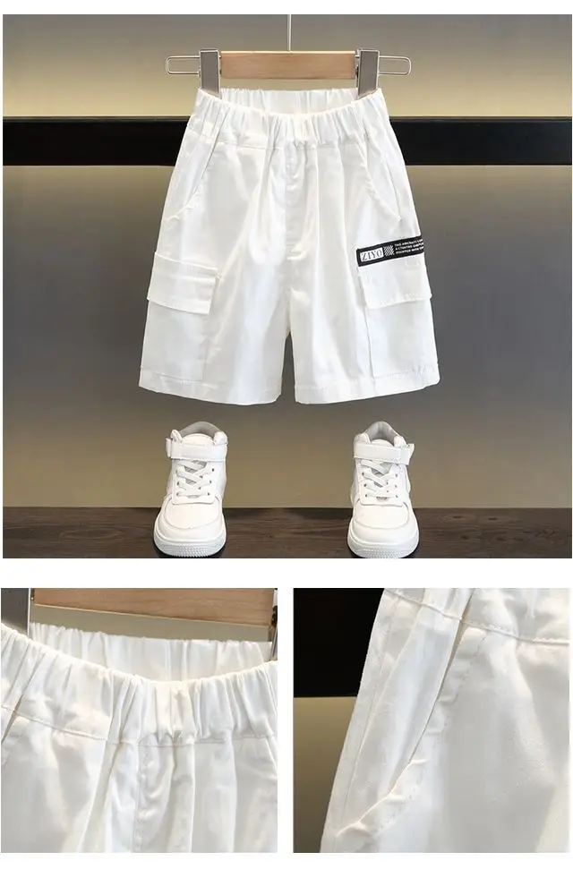 Kids Striped Polo Shortset Set Navy Beige White — feature 15