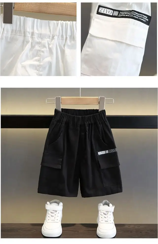 Kids Striped Polo Shortset Set Navy Beige White — feature 17