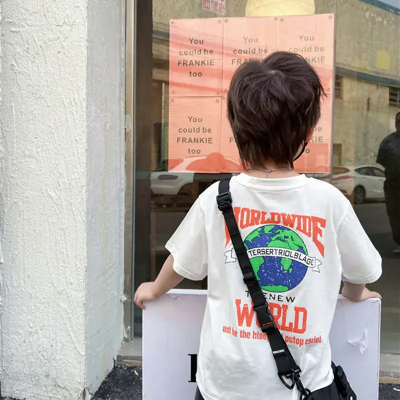 Boys Printed T-Shirt White Earth World Map Design