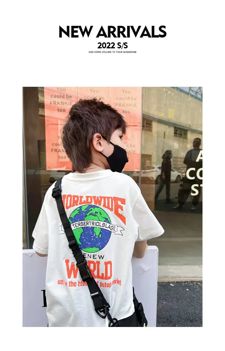 Boys Printed T-Shirt White Earth World Map Design — feature 20