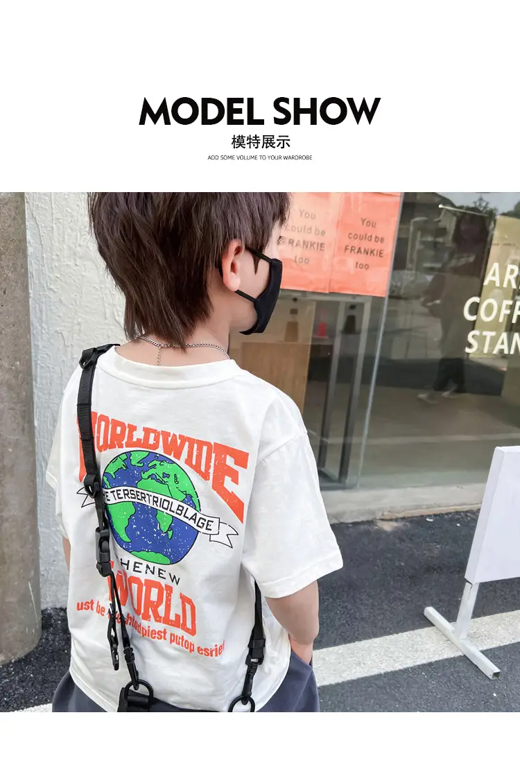 Boys Printed T-Shirt White Earth World Map Design — feature 23
