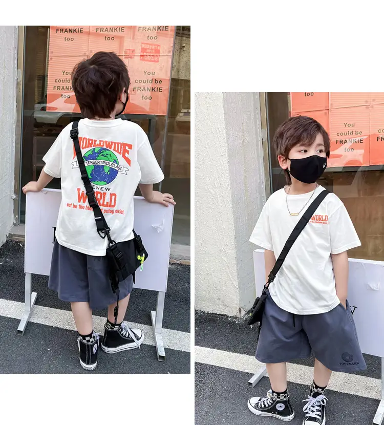 Boys Printed T-Shirt White Earth World Map Design — feature 24