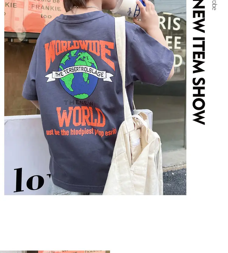 Boys Printed T-Shirt White Earth World Map Design — feature 28