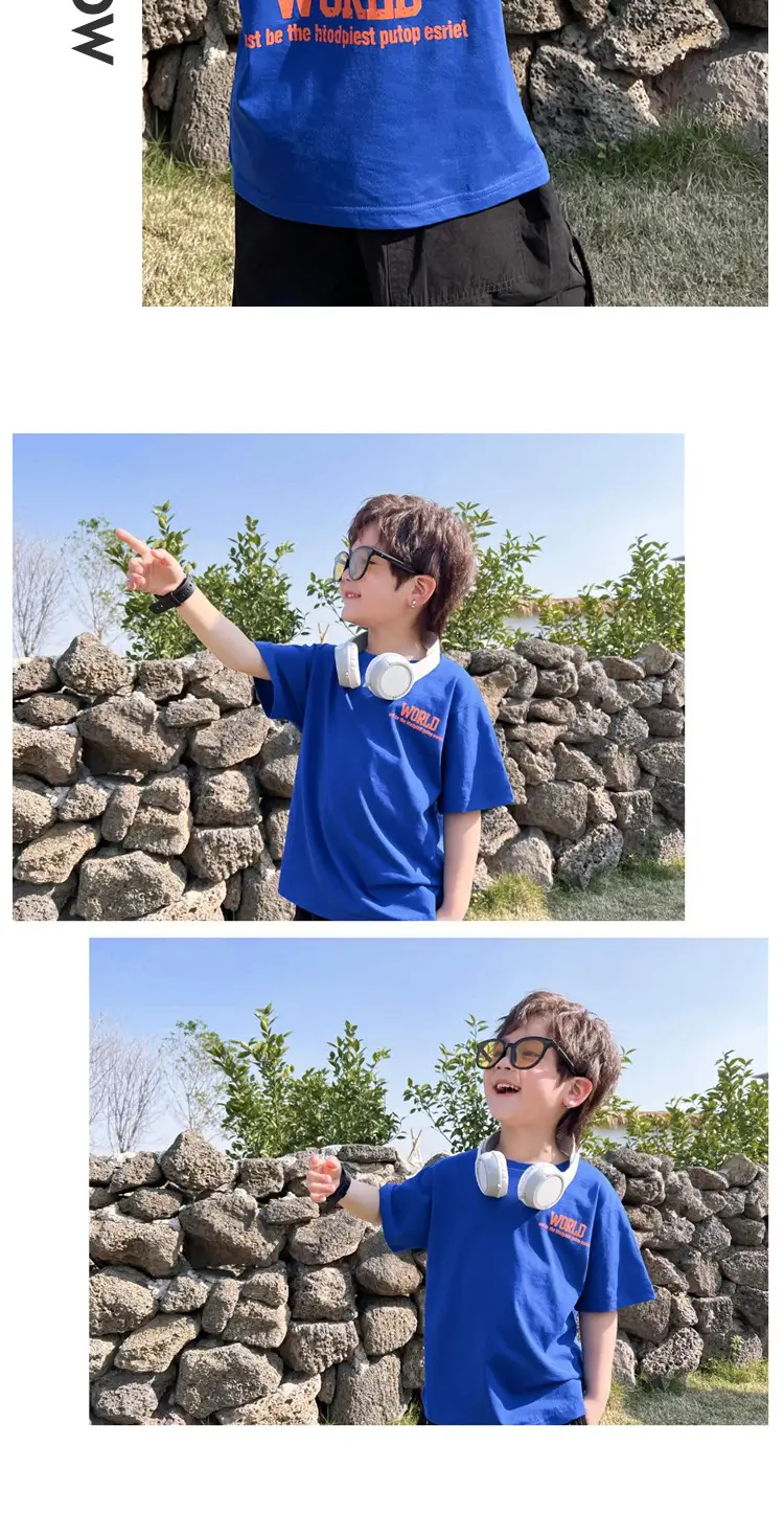 Boys Printed T-Shirt White Earth World Map Design — feature 34