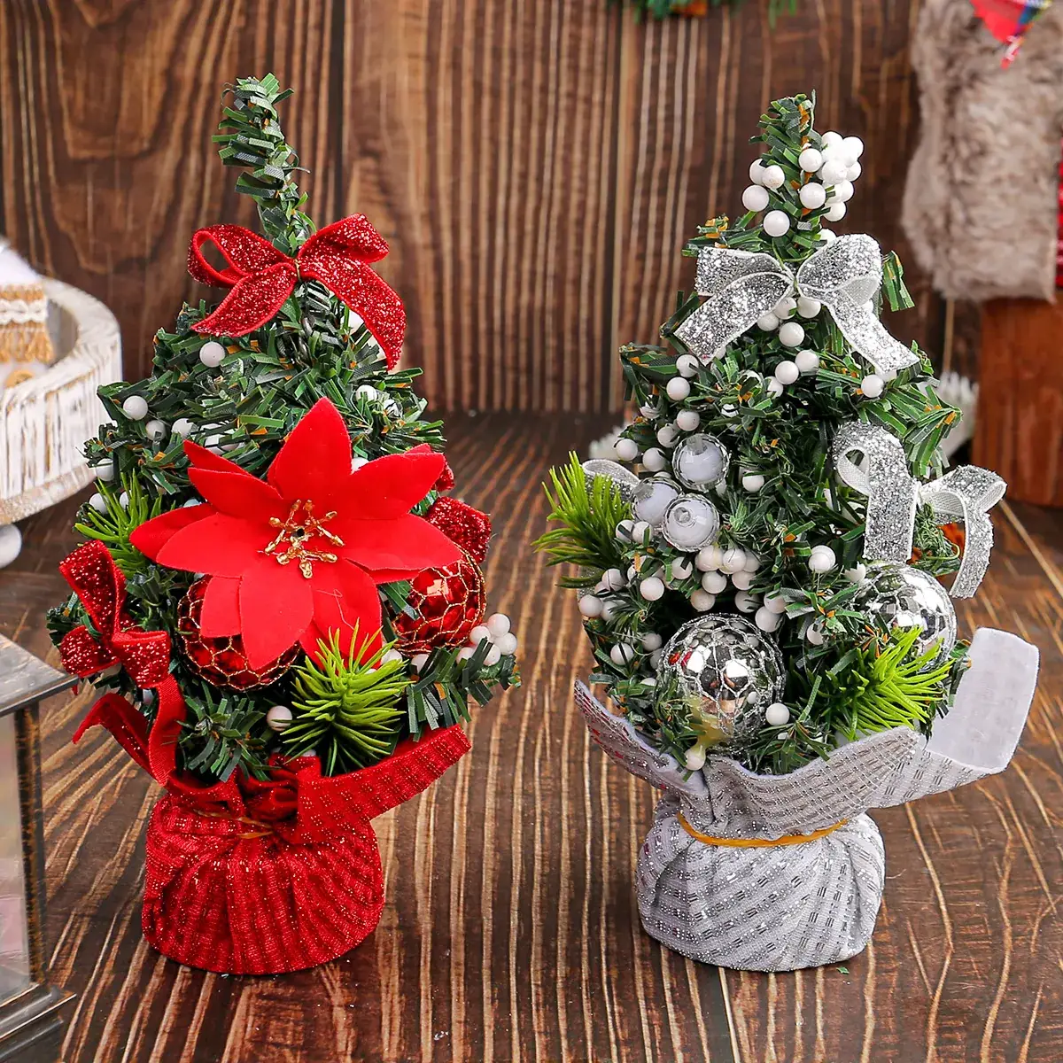 Mini Christmas Tree Decor 64g White Green 394cm - Image 7