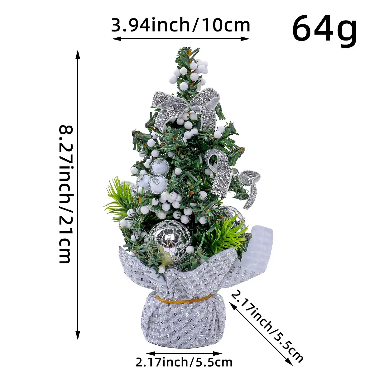 Mini Christmas Tree Decor 64g White Green 394cm - Image 3