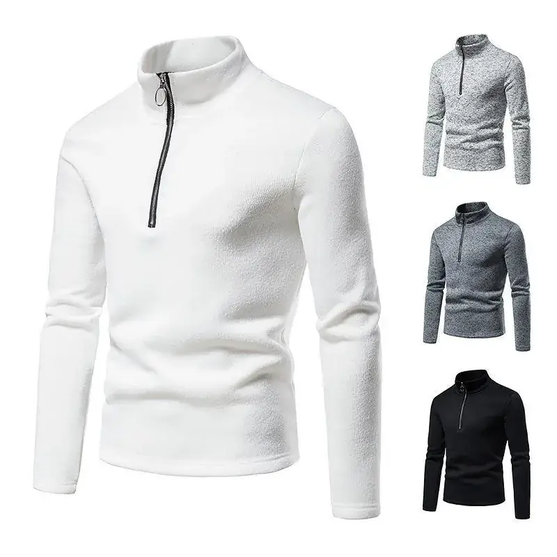Men's 2023 Slim Fit Turtleneck Sweater with Placket Zipper - Image 2