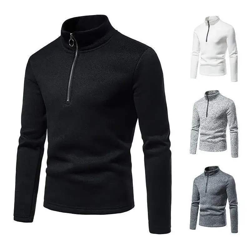 Men's 2023 Slim Fit Turtleneck Sweater with Placket Zipper - Image 4