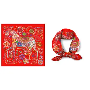 New Twill Silk Muslim Headscarf Scarf Women Red Patterned — feature 14