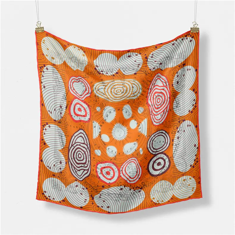 New Twill Silk Muslim Headscarf Scarf Women Red Patterned - Image 2