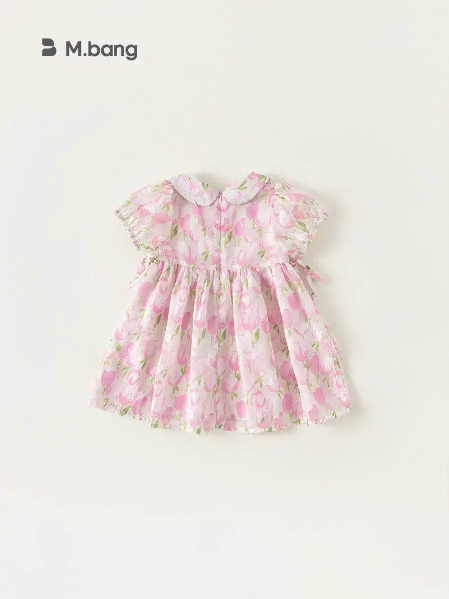 Pink Floral Princess Dress for Girls Summer - Image 3