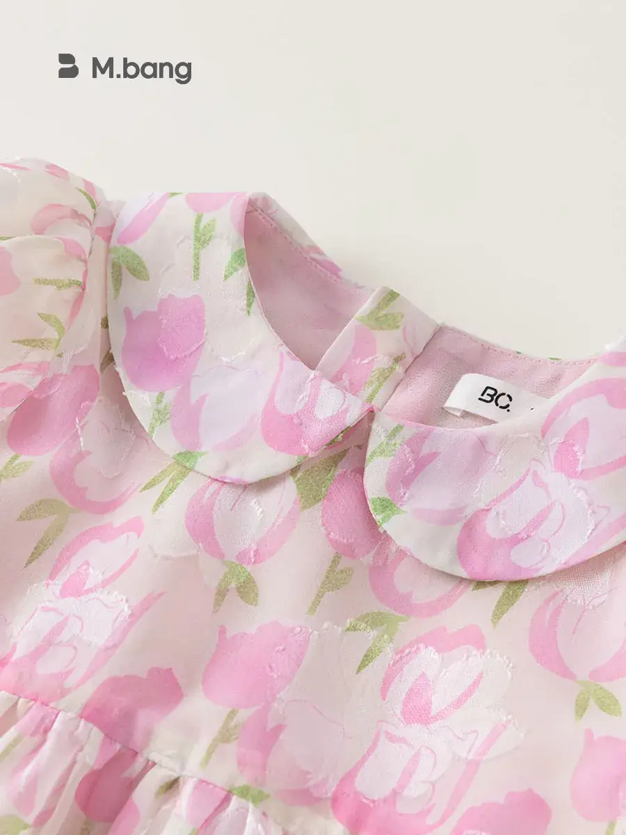 Pink Floral Princess Dress for Girls Summer - Image 4