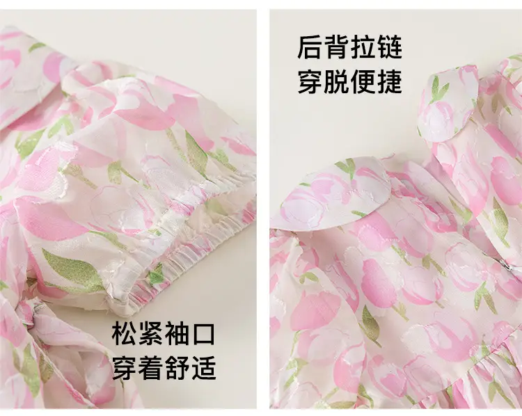 Pink Floral Princess Dress for Girls Summer — feature 10