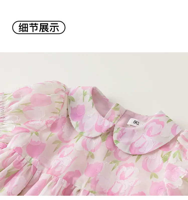 Pink Floral Princess Dress for Girls Summer — feature 17