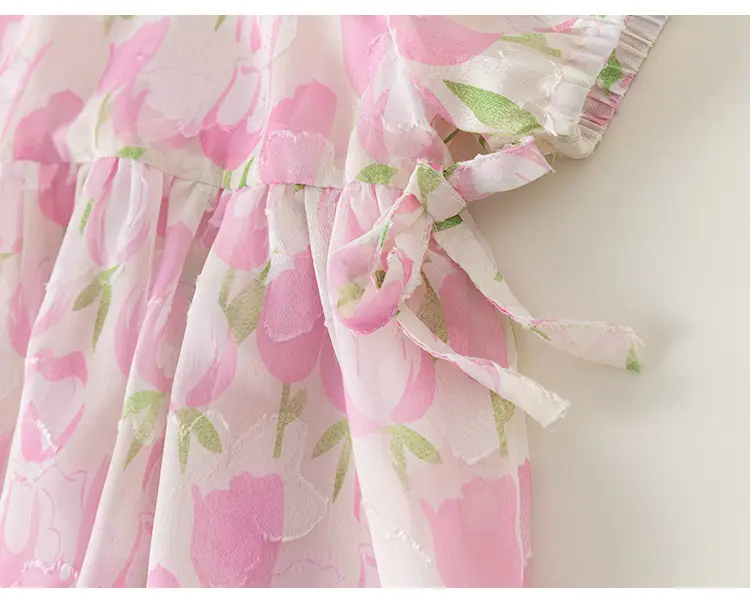 Pink Floral Princess Dress for Girls Summer — feature 19
