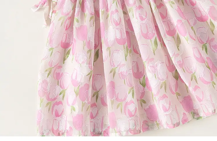 Pink Floral Princess Dress for Girls Summer — feature 6