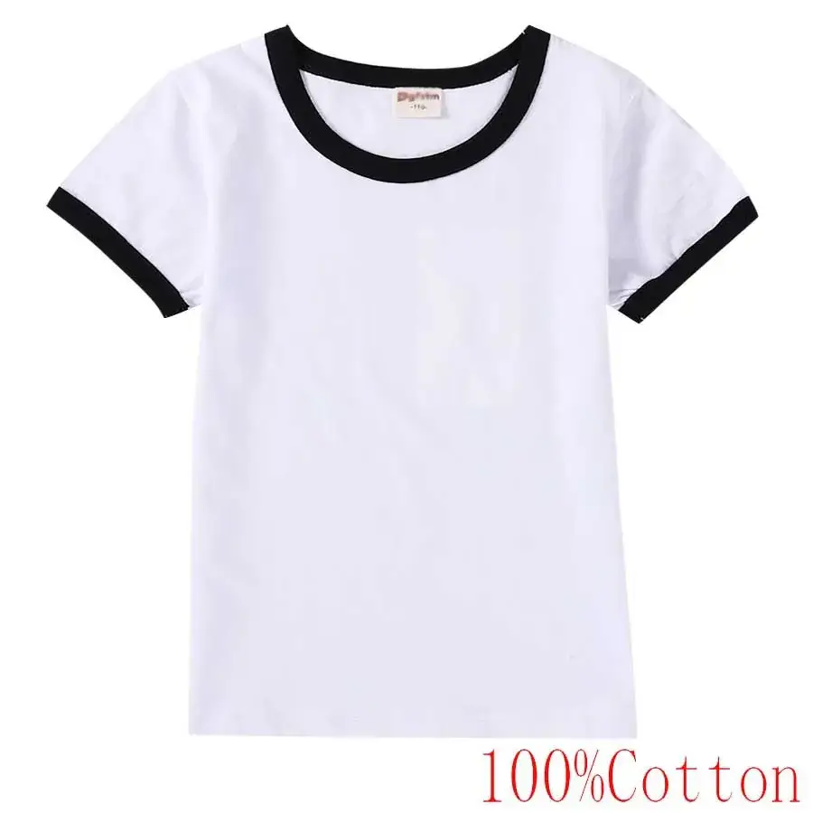 White Cotton T-Shirt for Boys with Yellow Trim - Image 4