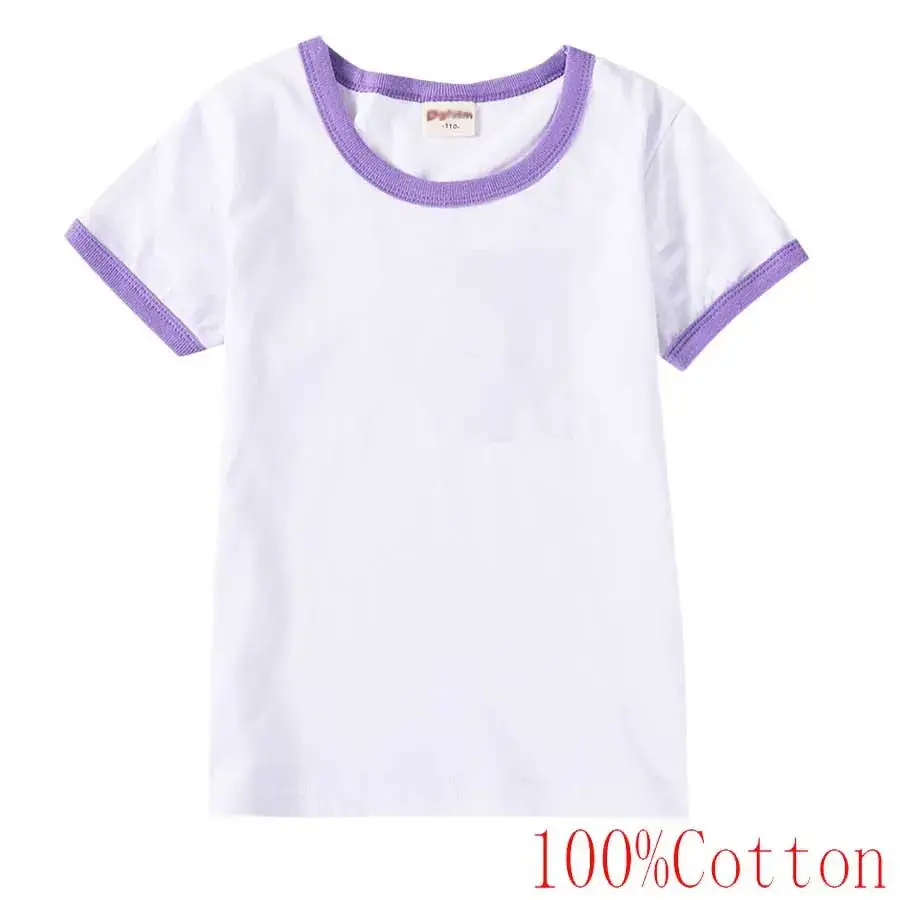 White Cotton T-Shirt for Boys with Yellow Trim - Image 3